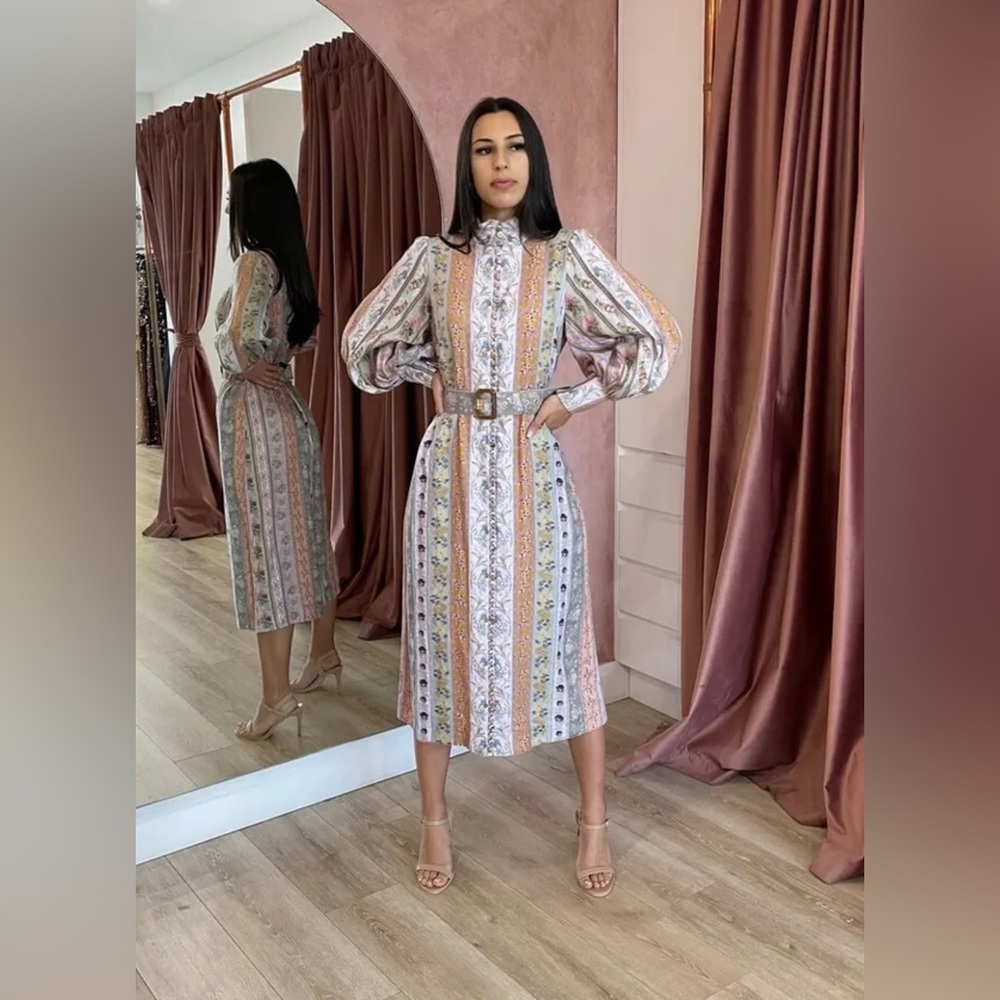 ZIMMERMANN Luminous Mixed Ribbon Midi Dress